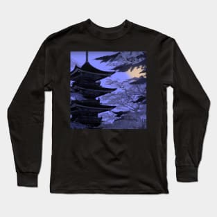 Japanese temple at night Long Sleeve T-Shirt